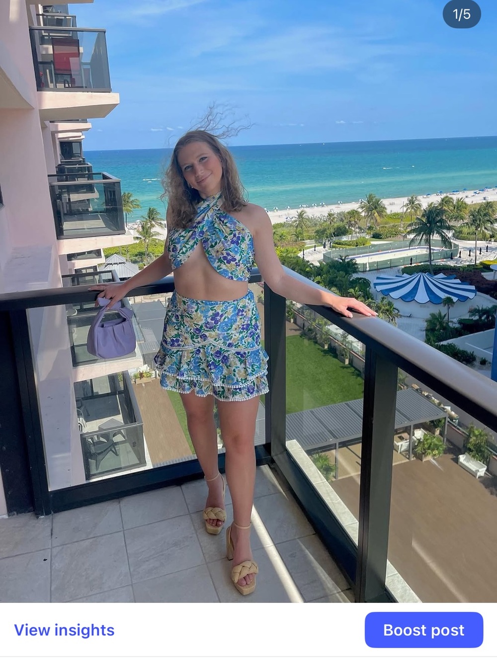Floral Ruffle Mini Skirt set- Blue Green purple Multicolor showpo